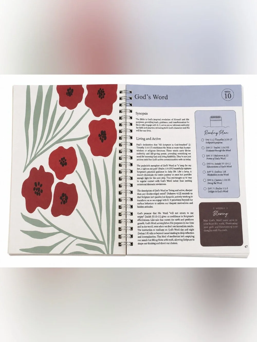 The Study Bible in a Year 52-Week Floral Spiral Journal New in Package